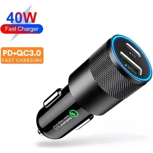 40 W Type-C ve USB Girişli Araç Çakmaklık Hızlı Şarj Aleti