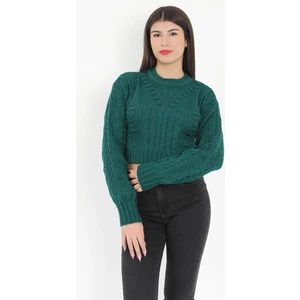 Kadın Nefti Gofreli Crop Triko Kazak - 1556