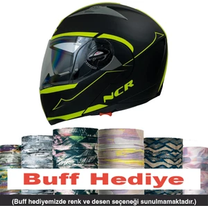 Çene Açılır Kask Sarı Siyah Ece Belgeli