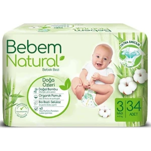 Bebem Natural Bebek Bezi 3 Numara 34 Adet