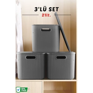 Nandy Home 3'Lü Set Çok Amaçlı Dekoratif Düzenleyici Depolama Kutusu 21lt