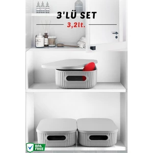 Nandy Home 3'Lü Set Çok Amaçlı Dekoratif Düzenleyici Depolama Kutusu 3,2lt