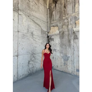 Sindi Moda Mine Ip Askı Yırtmaçlı Simli Abiye 58249