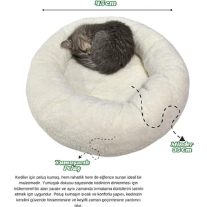 Med Online Peluş Kedi ve Köpek Yatağı Sıcak ve Yumuşacık Minder Evcil Hayvan