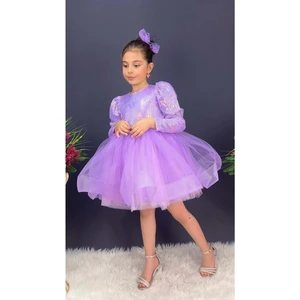 Mnk Baby & Kids Tütü Gren Etekli Kız Çocuk Pul Payetli Uzun Kol Kikidi Elbise MNK0583