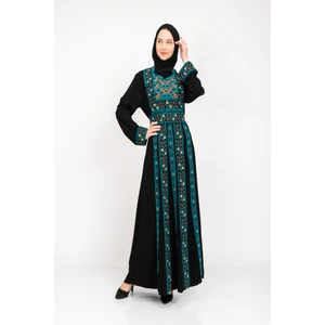 Zaytoon® Palestinian Peasant Dress With Single-Sided Floral Embroidery C100044