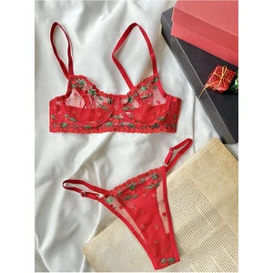 Cherry Red Bralet Takım