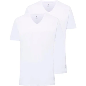 U.S. Polo Assn. 90001 Erkek Battal 2'li V Yaka T-Shirt-Beyaz