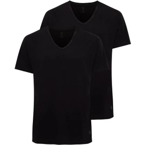 U.S. Polo Assn. 90001 Erkek Battal 2'li V Yaka T-Shirt-Siyah