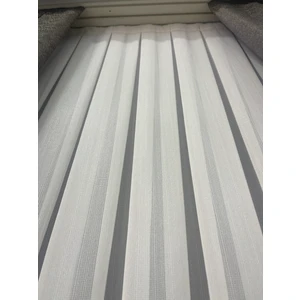 Simli Bambu Tül Perde Ekru Renk 1/3 Sık Pileli Ekstraforlu 250x270 cm