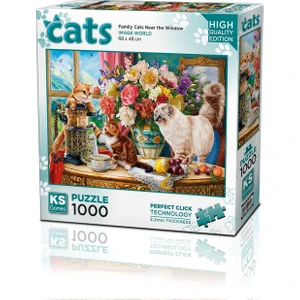 KS Games Family Cats Near The Window 1000 Parça Puzzle