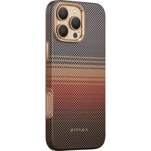 iPhone 16 Pro Max Telefon Kılıfı Magsafe Uyumlu Aramid Fiber Pitaka Sunset-Moonrise Serisi Kahve