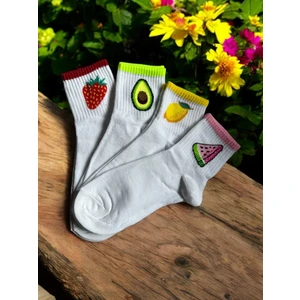 TG Socks 4'lü Meyveli Beyaz Çorap