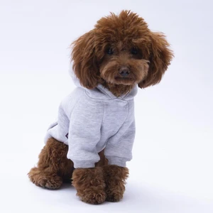 Gri Kanguru Cepli Kedi-Köpek Hoodie- Sweatshirt  Kedi Köpek Kıyafeti