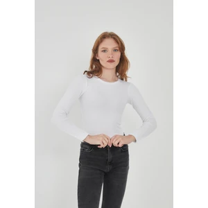 Kadın Bisiklet Yaka Uzun Kollu Fitilli Bluz