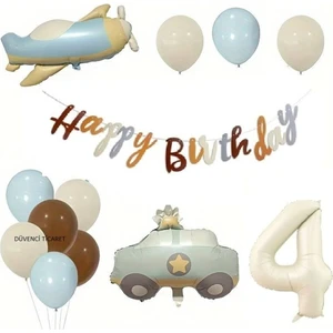 Düvenci Ticaret Retro Renk Uçak Polis Arabası Folyo Yaş Set