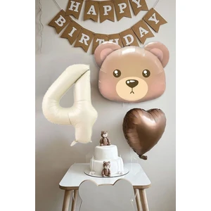 Atölye Mi 4 Yaş Doğum Günü Teddy Bear Ayı Temalı Doğum Günü Balon Seti
