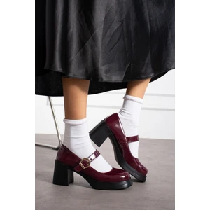 Yula Fashion Shoes Clara Kadın Mary Jane Topuklu Ayakkabı-Bordo