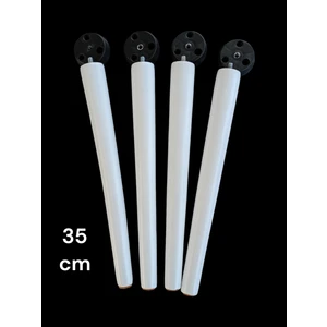 Akkaya Home 4 Adet Beyaz Boyalı Ahşap Konik 35 cm Zigon, Orta Sehpa, Puf, komidin Ayağı