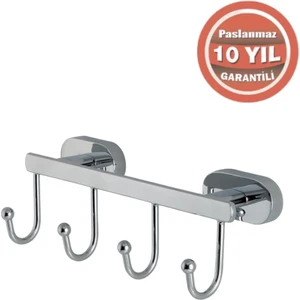 Çelik Banyo Paslanmaz Pirinç Zirve 4'lü Askılık