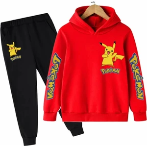 Kids Face Özel Tasarım Kapüşonlu Pokemon Baskılı Şardonlu Kışlık Erkek Çocuk Trend Eşofman Takımı