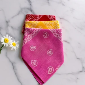 Als Accessories Kadın Kırmızı, Sarı ve Pembe Renk Etnik Desenli 3'lü  %100 Koton Bandana, Saç Bandı