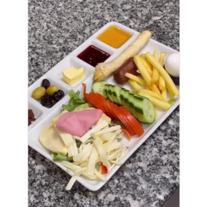 2 Adet Kırılmayan Kahvaltı Sunum Tabağı 33X26CM Kahvaltılık 6 Bölme Sağlıklı Malzeme Tabldot Tepsisi
