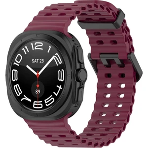 Samsung Galaxy Watch Ultra 47MM KRD-118 Tırtıklı Tasarım Silikon Kordon-Koyu Kırmızı