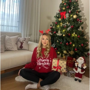 Yeni Yıl-Merry Christmas Baskılı Kadın Oversize Sweat