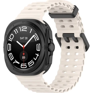 Samsung Galaxy Watch Ultra 47MM KRD-118 Tırtıklı Tasarım Silikon Kordon-Starlight