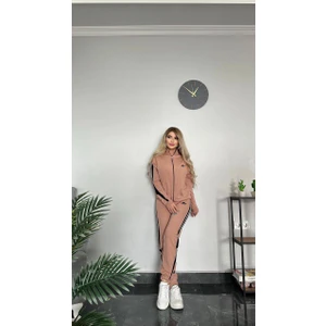 MİMİ LUXURY WEAR Kadın Ikili Eşofman Takımı Fermuarlı Alt Üst Eşofman Takımı Nakışlı 2 Iplik Likra 412