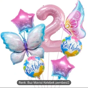 Düvenci Ticaret Kelebek Folyolu Parti Yaş Balon Set