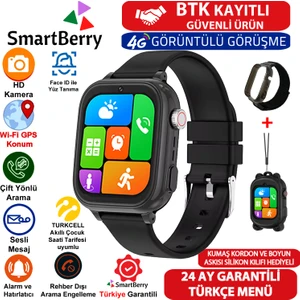 Z53 Görüntülü Görüşme Gps Wıfı Net Konum Gizli Dinleme Akıllı Çocuk Takip Saati Sim Kartlı - Siyah