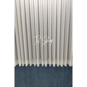 Tül Shop Ağır Gramajlı Kırışma Yapmaz 079 Etek Titi Model 1/3 Sık Pileli Tül Perde