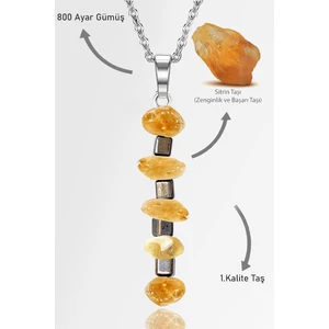 Sertifikalı Aaa+ Kırık Taşlı Model Sitrin Taşı Kolye