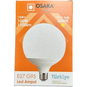 15W (100W) 3000K (Günışığı) E27 Duylu G95 LED Glop Ampul