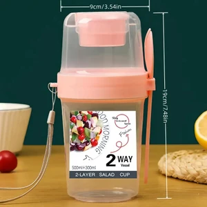 BG Signature 2 Katmanlı Bpa Içermeyen Salata ve Atıştırmalık Kabı - Sos Hazneli, Taşıma Ipli ve Kaşık/çatal Setli