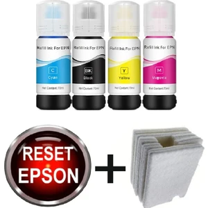 Cosmic Plus Epson L3211 L3251 L5290 Uyumlu 4 Lü Mürekkep Set Reset ve Atık Mürekkep Pedi Tank Süngeri