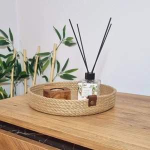 Jüt Hasır Sepet, Yuvarlak Dekoratif Sepet, Mutfak Sepeti, Düzenleyici, Organizer, Jüt Ip Sepet, Kahverengi Jüt Sepet