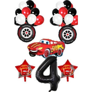 Patladı Gitti 4 Yaş Arabalar Temalı Doğum Günü Parti Kutlama Balon Seti