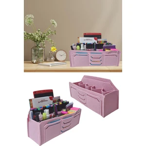 Next Craft Masaüstü Kalemlik Organizer Pembe Renk Ofis Düzenleyici Çok Gözlü 3mm Keçe
