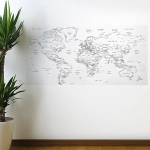 Go İthalat Yazılabilir Dünya Haritası Manyetik Duvar Stickerı 110 x 56 cm (4778)
