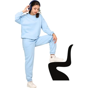 ERDEM KIDS Kız Çocuk Paçası Lastikli 3 Iplik Şardonlu Içi Pamuklu Basic Bisiklet Yaka Eşofman Takımı