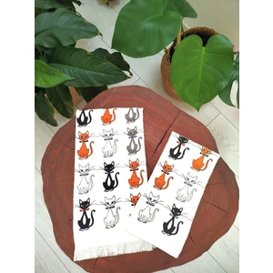 Cnr Garden 2'li Pamuklu Baskılı Havlu Seti 30X50-40X60 cm El Yüz Mutfak Havlusu Yumuşak Desenli Su Emici Set