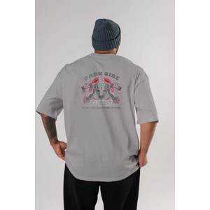 Darth Vader Gym Arka Baskılı Gri Oversize T-Shirt Bisiklet Yaka Pamuk Erkek Kadın