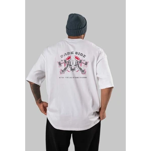 ankhises Darth Vader Gym Arka Baskılı Beyaz Oversize T-Shirt Bisiklet Yaka Pamuk Erkek Kadın