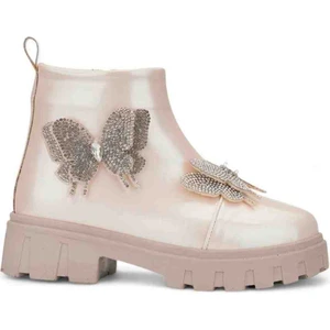 Ekru Fermuarlı Kelebekli Kışlık Bot