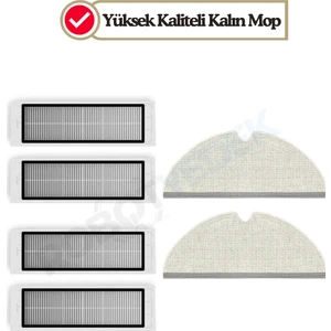 Roborock S5 Max (Beyaz) Uyumlu Yedek Mop ve Hepa Filtre-6 Parça