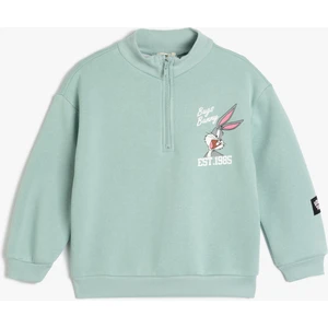 Bugs Bunny Sweat Lisanslı Uzun Kollu Dik Yaka Şardonlu