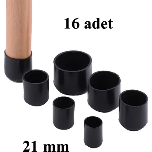 Hodor Accessories 21 mm 16 Adet Pvc Masa Sandalye Profil Ayak Pabucu Siyah